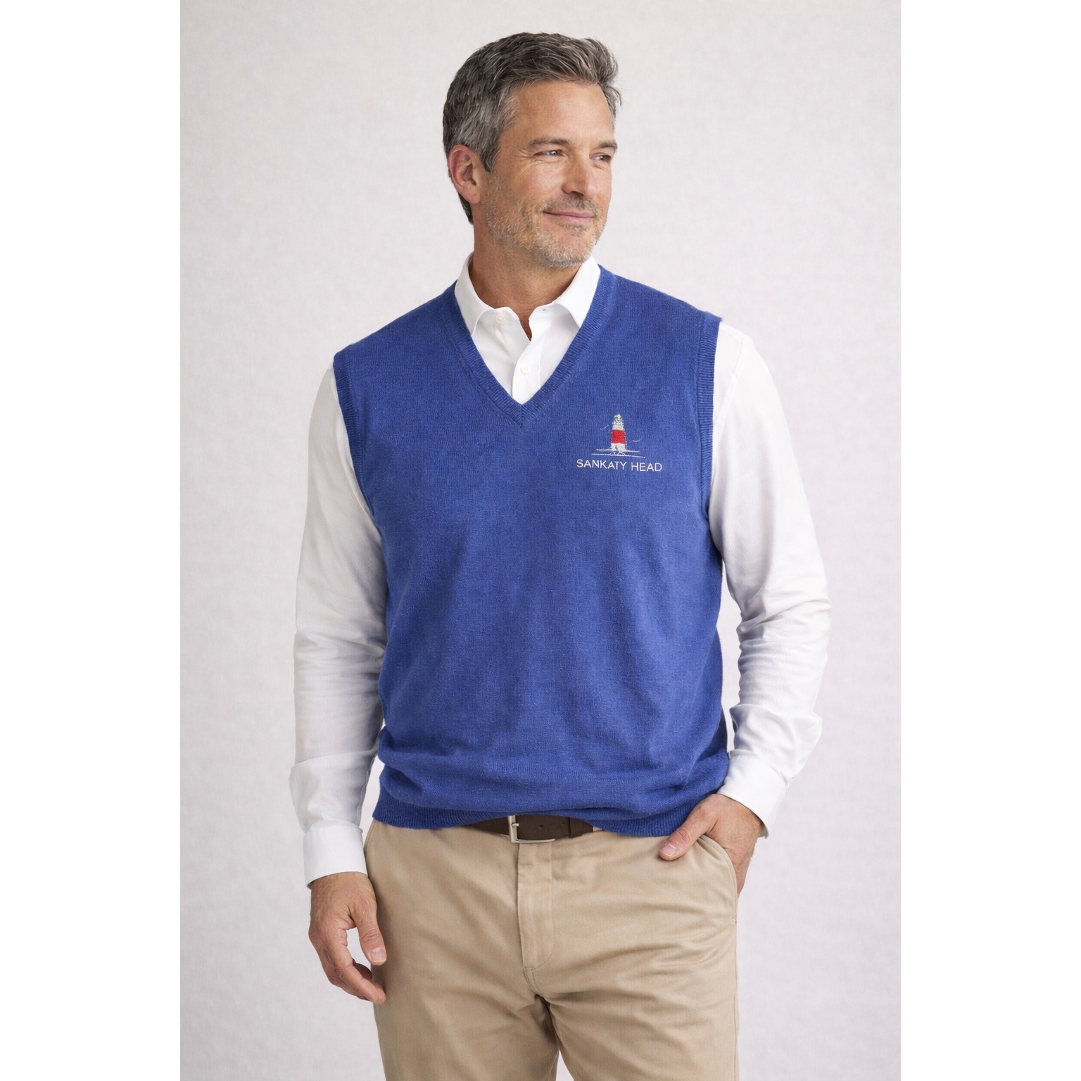 Peter Millar Men's Sankaty Head Luxury Cotton Cashmere Sweater Vest Xxl Blue